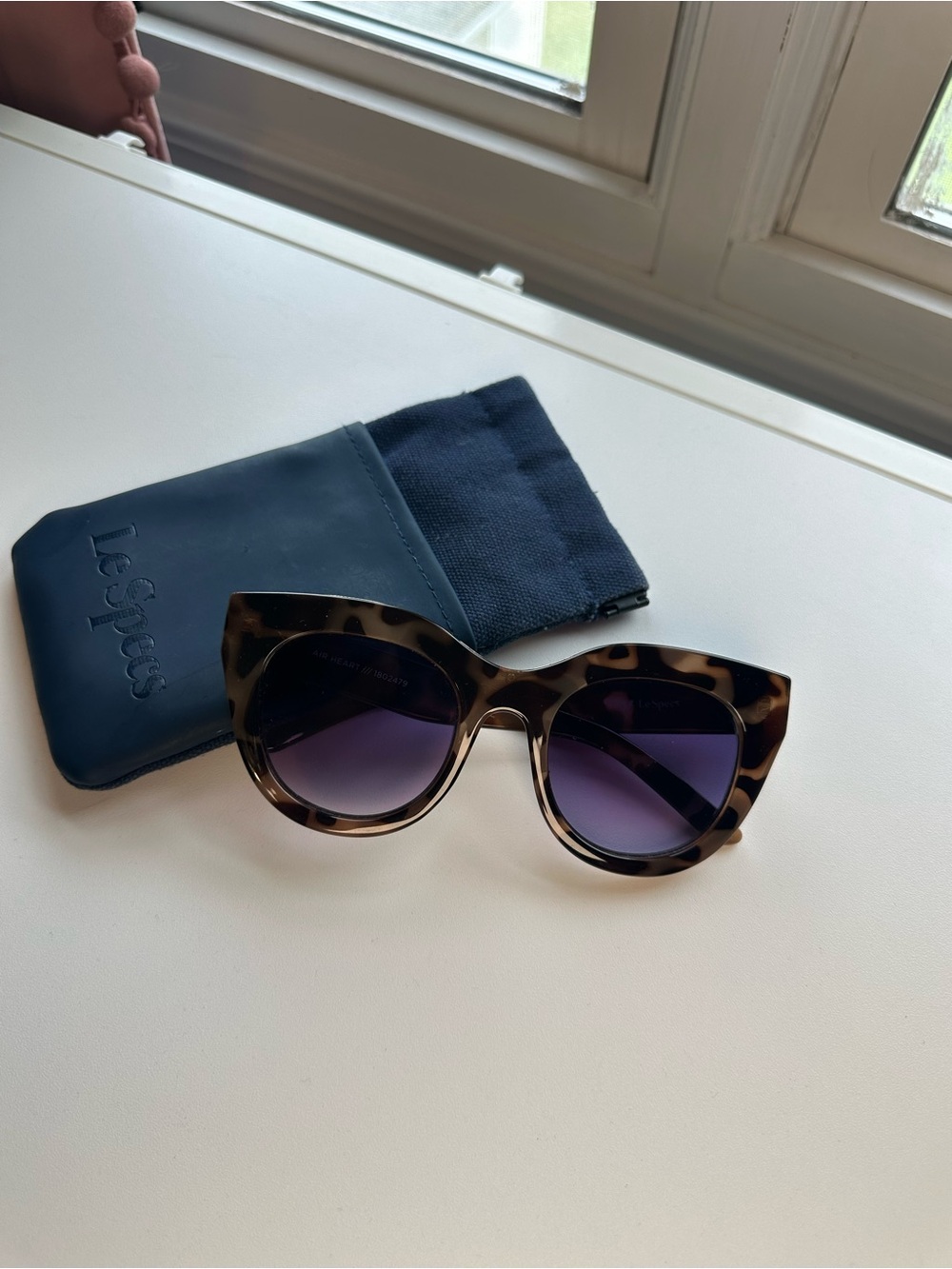 Le Specs Tortoiseshell Cat Eye Sunglasses with Purple Gradient Lenses